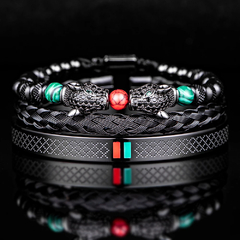 Bracelete em aço inoxidável 3 peças estilo luxo para homens.