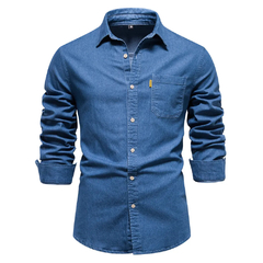 Camisa masculina Jeans único bolso frontal