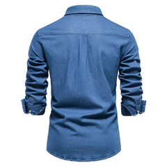 Camisa masculina Jeans único bolso frontal