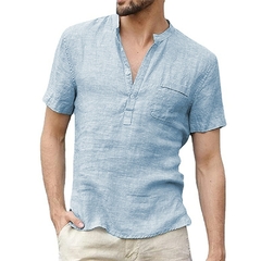 Camisa de linho gola Henley