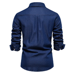 Camisa masculina Jeans único bolso frontal