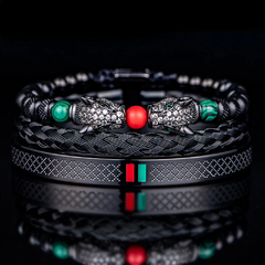 Bracelete em aço inoxidável 3 peças estilo luxo para homens.