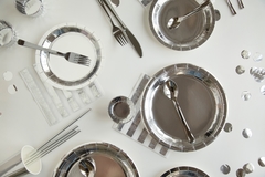 Cubiertos plastic metal plata x18 - tienda online