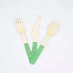 Set cubiertos bambu verde x 12 - comprar online