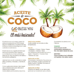 Aceite De Coco Virgen God Bless You 500 ml - Prensada En Frío - comprar online