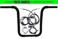 Kit Guidão Seca Sovaco - 15" Pol. Altura - Tubo 1.1/4" Pol. CURVE - PRETO - Harley Davidson - Deluxe