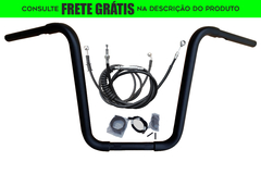 Kit Guidão Seca Sovaco - 14" Pol. Altura - Tubo 1.1/4" Pol. - PRETO - Harley Davidson - Deluxe (com Acelerador Eletrônico)