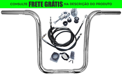 Kit Guidão Seca Sovaco - 14" Pol. Altura - Tubo 1.1/4" Pol. CURVE - CROMADO - Harley Davidson - Deluxe 2018+ (com Riser)