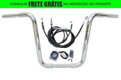 Kit Guidão Seca Sovaco - 12" Pol. Altura - Tubo 1.1/4" Pol. - CROMADO - Harley Davidson - Deluxe (com Acelerador Eletrônico)