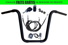 Kit Guidão Seca Sovaco - 12" Pol. Altura - Tubo 1.1/4" Pol. - PRETO - Harley Davidson - Deluxe (com Riser e Acelerador Eletrônico)