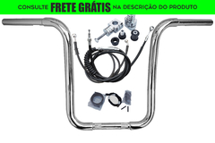 Kit Guidão Seca Sovaco - 14" Pol. Altura - Tubo 1.1/4" Pol. CURVE - CROMADO - Harley Davidson - Deluxe (com Riser e Acelerador Eletrônico)