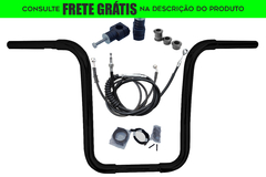 Kit Guidão Seca Sovaco - 15" Pol. Altura - Tubo 1.1/4" Pol. CURVE - PRETO - Harley Davidson - Deluxe (com Riser e Acelerador Eletrônico)