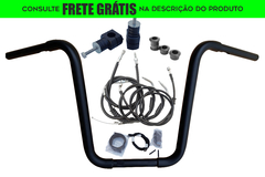 Kit Guidão Seca Sovaco - 12" Pol. Altura - Tubo 1.1/4" Pol. - PRETO - Harley Davidson - Deluxe (com riser)