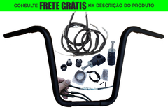 Kit Guidão Seca Sovaco - 15" Pol. Altura - Tubo 1.1/4" Pol. - PRETO - Harley Davidson - Dyna Fat Bob