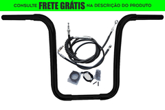 Kit Guidão Seca Sovaco - 15" Pol. Altura - Tubo 1.1/4" Pol. CURVE - PRETO - Harley Davidson - Slim (2018+)