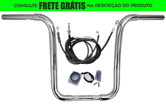 Kit Guidão Seca Sovaco - 15" Pol. Altura - Tubo 1.1/4" Pol. CURVE - CROMADO - Harley Davidson - Road King (ABS)