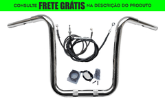 Kit Guidão Seca Sovaco - 16" Pol. Altura - Tubo 1.1/4" Pol. CURVE - CROMADO - Harley Davidson - Fat Boy (com Acelerador Eletrônico)