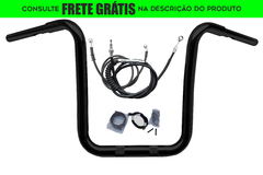 Kit Guidão Seca Sovaco - 15" Pol. Altura - Tubo 1.1/4" Pol. CURVE - PRETO - Harley Davidson - Fat Boy (com Acelerador Eletrônico)