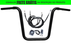 Kit Guidão Seca Sovaco - 12" Pol. Altura - Tubo 1.1/4" Pol. - PRETO - Harley Davidson - Breakout (com Acelerador Eletrônico)