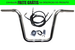 Kit Guidão Seca Sovaco - 12" Pol. Altura - Tubo 1.1/4" Pol. - CROMADO - Harley Davidson - Fat Bob (2018+)