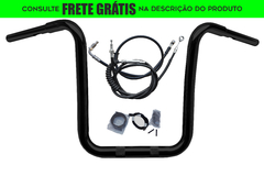 Kit Guidão Seca Sovaco - 15" Pol. Altura - Tubo 1.1/4" Pol. CURVE - PRETO - Harley Davidson - Fat Bob (2018+)