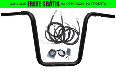 Kit Guidão Seca Sovaco - 12" Pol. Altura - Tubo 1.1/4" Pol. - PRETO - Harley Davidson - Fat Boy