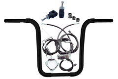 Kit Guidão Seca Sovaco - 14" Pol. Altura - Tubo 1.1/4" Pol. CURVE - PRETO - Harley Davidson - Deluxe (com riser) - comprar online