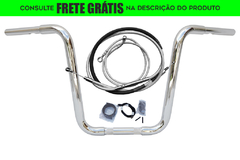 Kit Guidão e Cabos CROMADOS - Seca Sovaco - 18" Pol. Altura - Tubo 1.1/4" Pol. - Harley Davidson - Heritage (com Acelerador Eletrônico)