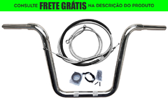 Kit Guidão e Cabos CROMADOS - Seca Sovaco - 15" Pol. Altura - Tubo 1.1/4" Pol. - Harley Davidson - Fat Boy (com Acelerador Eletrônico)