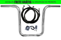 Kit Guidão Seca Sovaco - 14" Pol. Altura - Tubo 1.1/4" Pol. CURVE - CROMADO - Harley Davidson - Road King (2016-2017 a 2020-2020) (ABS e Embreagem Hidráulica)