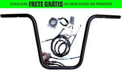 Kit Guidão Seca Sovaco - 15" Pol. Altura - Tubo 1" Pol. - PRETO - Harley Davidson - Dyna, Dyna Fat Bob, Dyna Street Bob (com ABS)