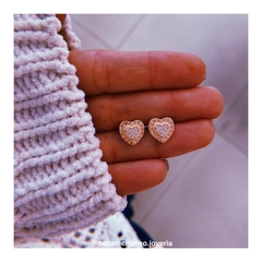 Aros corazón cubic pando - plata rosé (cod 29)