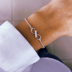 Pulsera Infinito cubic gruesa & dos cubics - plata 925 (cod 46) (17 cm + 3 cm de extensor) - comprar online