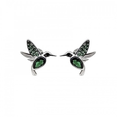 Aros colibri verde - plata 925 (cod 22)