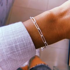 Pulsera eslabon rectangular - acero blanco (cod 13)