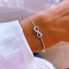 Pulsera infinito & 2 cubic - plata 925 (17 cm + 3 de extensor) (cod 27)