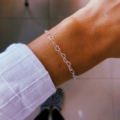 Pulsera sin fin corazones (18 cm) - plata 925 (cod 19)