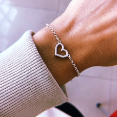 Pulsera corazon calado - plata 925 (cod 30)