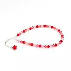 Pulsera sinbol 4 mm combinada roja 2x - Cristal & Plata 925 (Cod 44)