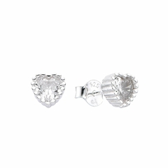 Aros mini corazon cristal - plata 925 (cod 20) - comprar online