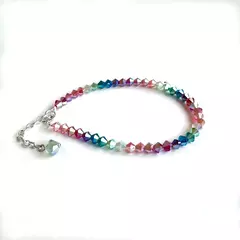 Pulsera sinbol 4 mm - erica 2x - Cristal & Plata 925 (Cod 44)