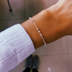 Pulsera bolitas 3x1 (18 cm + 2 cm de extensor) - plata 925 (cod 22)