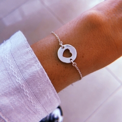 Pulsera corazón calado - plata 925 (cod 19)