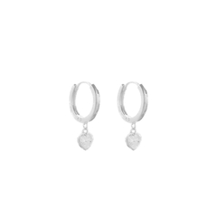 Argollas corazon cristal (1,1 cm) - plata 925 (cod 23)