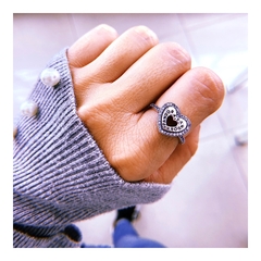 Anillo corazón calado pando - plata 925 (cod 34)