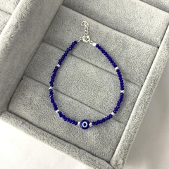 Pulsera azul ojito - Plata 925 (17 cm + 3 cm extensor) (cod 23)