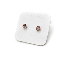 Aros boton 4 mm - cristal & plata 925 (cod 14 colores) - Besame Romeo Joyeria