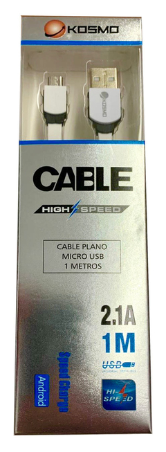 Cable Plano V8 - 1M/2.1A - Kosmo - comprar online
