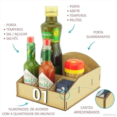 Porta Pimenta Azeite Guardanapos Sal Sachê Palito Restaurante Mdf Crú - comprar online