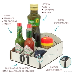 Porta Pimenta Azeite Guardanapos Sal Sachê Palito Restaurante Mdf Branco - comprar online
